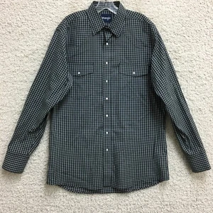 Wrangler Button Up Shirt Large Adult Tall Black Plaid Pearl Snap Western Mens LT - Picture 1 of 10