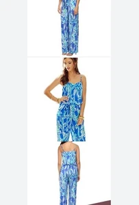 Lilly Pulitzer Jumpsuit S Grün Blau Korra Ärmellos Crash Bamboom - Bild 1 von 5