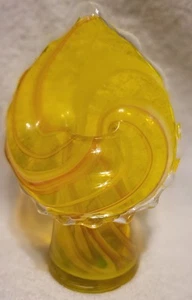 Vintage Lutetische italienische gelb gewirbelte Kunst Glas Jack in der Kanzel Vase 6,5" - Bild 1 von 8