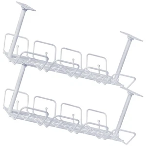 2 Pcs Wire Storage Rack Cable Management under Desk Tray Organizer - Afbeelding 1 van 12