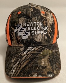 Newton Electric Supply NES Mossy Oak Green Camo/Orange Baseball Hat Hook&Loop