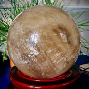14,08 libbre TOP tè naturale quarzo sfera cristallo fumé guarigione decorativa + supporto - Foto 1 di 9