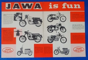 DE COLECCIÓN 1965 JAWA REPÚBLICA CHECA MOTOCICLETA LÍNEA DE PRODUCTOS ANUNCIO IMPRESO 2 PÁGINAS - Imagen 1 de 1