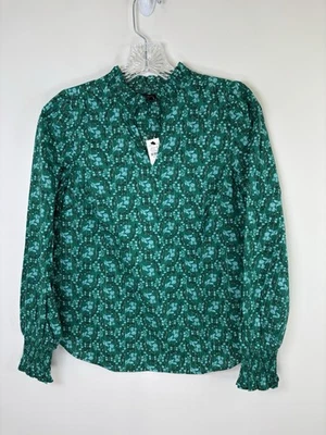 Talbots Petite Women's Top Size P Petite Elastic Neck Cuff Light Green Floral - Image 1 of 4