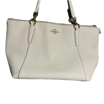 Coach Tote Purse Handbag White Gold  F57526 Leather Shoulder Bag Used - Image 1 of 4