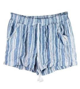 Briggs New York Womens Linen Blend Pull-on Summer Shorts Blue Striped XXL - Picture 1 of 9