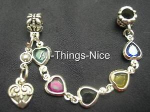 5mm Hole Love HEART Bead Charm European Bracelet Dangle Safety Chain Jewellery