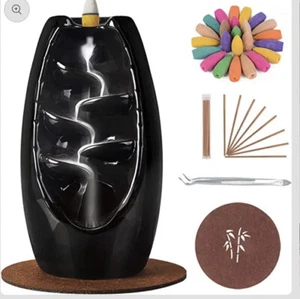 Spacekeeper Waterfall Backflow Incense Holder~ Black-incense burner ceramic new - Picture 1 of 5