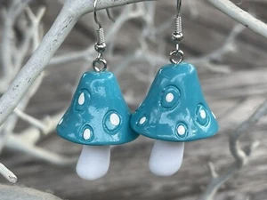 Large Mushroom Earrings - Fairy Earrings - gnome dangle Earring - Picture 1 of 4