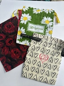 Brighton Set Schmuckaufbewahrung Geschenk Staubbeutel Reisebeutel Kordelzug Herz Blume - Bild 1 von 7