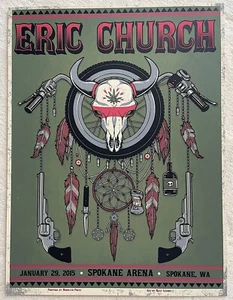 Póster oficial del concierto de Eric Church 2015 Spokane Washington/290 RARO - Imagen 1 de 2