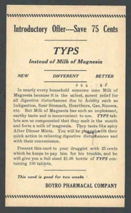 1933 Kingston NY Boyro Pharmacal Co Introduces Typs Milk Of Magnesia See Info - Picture 1 of 1