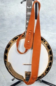 LAKOTA LEATHERS Bison -American Buffalo Cradle Banjo Straps TOBACCO Native Made! - Bild 1 von 2