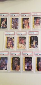 1986 Fleer Sticker Complete Set 11/11 Psa 6 And 7. Michael Jordan Rookie!