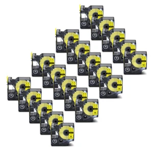 20x Étiquettes Vinyle IND 19mm pour Dymo Rhino 6000 6500 Noir sur Jaune 18433 - Photo 1/5