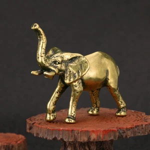 Copper Elephant Figurines Statuette Gifts Collection Sculptures Brass Fengshui - Picture 1 of 5