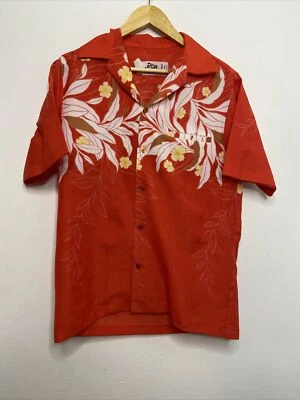 Hilo Hattie Mens Shirt Button Up Medium Hawaiian Red Aloha Hibiscus USA Vintage - Image 1 of 4