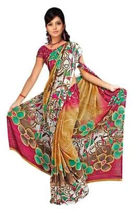 Dheeptha Georgette Printed Casual Saree Sari Bellydance fabric - Picture 1 of 2