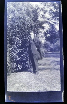 1910s Americana Man Suit Long Coat Lawn Vtg Photo Negative 5.75 X 3.5 D - Image 1 of 3
