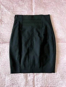 NWT  $89 Bebe Sexy Black High Waisted Band Pencil Skirt Fully Lined 0 Free Ship - Picture 1 of 10