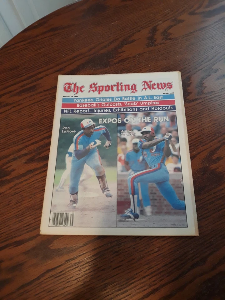 AUGUST 30,1980-THE SPORTING NEWS-ANDRE DAWSON & RON LeFLORE OF THE EXPOS(MINT)* - Image 1 of 1