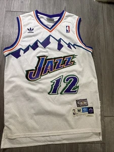 John Stockton #12 Utah Jazz Adidas Size Medium +2 Hardwood Classic White Jersey - Picture 1 of 9