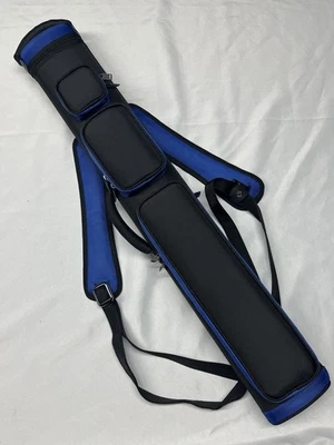 Estuche para tacos de billar J&J negro con detalles azules 3 traseros 4 ejes 3x4 / 2x5 Duranylón Foto 1 de 4