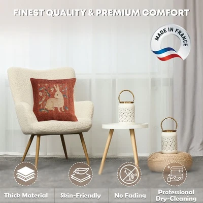 Sitting Rabbit in Red Throw Pillow Cover 14x14 in Tapestry Woven Cushion Cover - Image 1 of 4