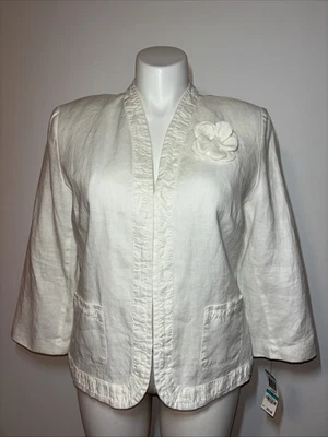 Chaqueta JM Collection Mezcla de Lino con Volantes Blanca Talla 16 Nueva con Etiquetas Foto 1 de 4