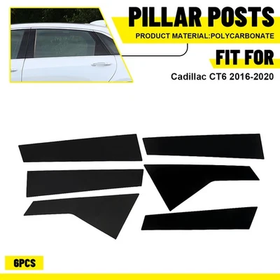 Juego de 6 postes de pilar B de ventana negra cubierta de moldura de puerta para Cadillac CT6 2016-2020 Foto 1 de 4