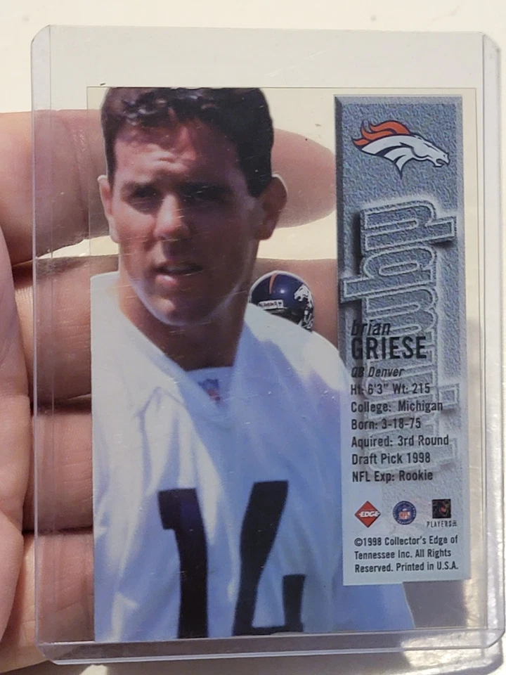 1998 Collector's Edge First Place Triumph Brian Griese Acetate CLEAR Broncos - Image 1 of 2