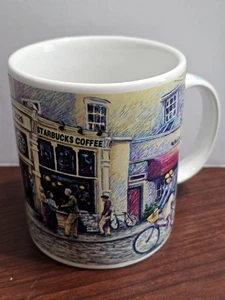 Starbucks Coffee STOREFRONT 18oz Mug Cup 2001 Barista 2026 Cobblestone Painting - Picture 1 of 6