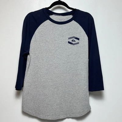 Quicksilver 3/4 Raglan Sleeve Cotton Baseball Tee Shirt L Large - Image 1 of 4