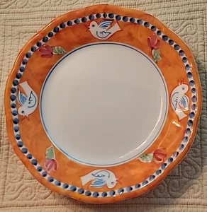 Vietri Campagna Bird Melamine Salad Dessert Plate 8 1/2" Set of 4 NEW - Picture 1 of 3