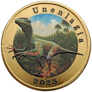 ADONARA ISLAND - INDONESIA 7 DOLLARS 2025 DINOSAUR UNENLAGIA COLORED UNC - Picture 1 of 3