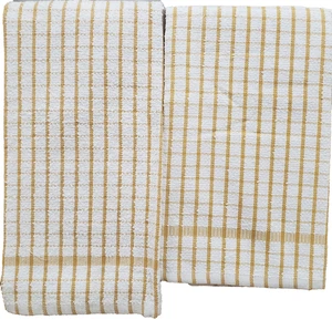 Set 2 Asciugamani Same Cucina Cotone (15"x25") BEIGE TESTURIZZATO/ABBRONZATURA SU PLAID BIANCO - Foto 1 di 10