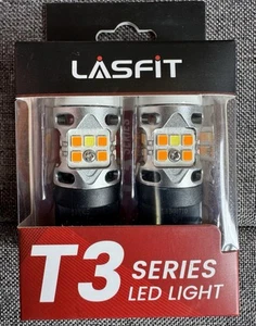 Lasfit 3157 LED Switchback Turn Signa White Amber + Parking/DRL Light Bulbs - Picture 1 of 5