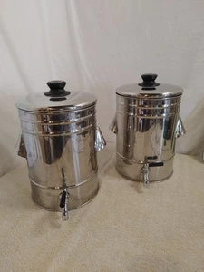 Dispensador de acero inoxidable con tapa y grifo de acero elegante recipiente de jugo/agua  - Imagen 1 de 12