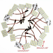 20X Panel 5050 12 SMD LED Auto Interior Dome Reading Light Bulb +Adapter White