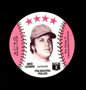 Bolsas de almuerzo MSA Safelon 1976 discos Greg Luzinski Philadelphia Phillies como nuevas - Imagen 1 de 2