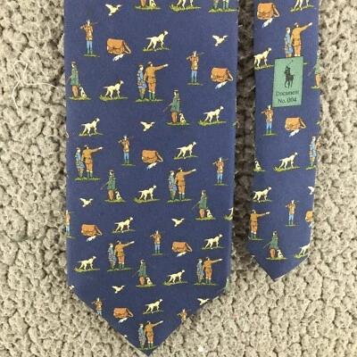 RARE VTG Polo Ralph Lauren Hunting Dogs 100% Silk Document 4 Tie Hand Made USA - Image 1 of 4