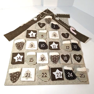 Felt Advent Calendar House Rustic Christmas Countdown Soft Fabric Decoration Art - Picture 1 of 14