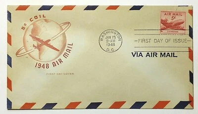1948 5c Airmail First Day Cover House of Farnam Cachet DC-4 Transport SC C37 - Image 1 of 2