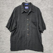 Pendleton Hawaiian 100% Silk Shirt Men’s Black Plaid Short Sleeve Sz XL