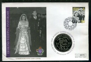 2007 moneda de diamantes boda reina Isabel II y príncipe Felipe FDC (Salomón 0975) - Imagen 1 de 1