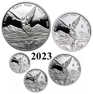 2023 México Prueba Juego de 5 Monedas de Plata Libertad (1/20 1/10 1/4 1/2 y 1 oz) Cápsulas - Imagen 1 de 6