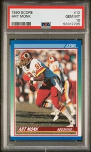 1990 Score, PSA 10, ART MONK, #12, Washington Redskins, PSA 10, GEM MINT, HOF - Picture 1 of 2