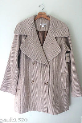 Nuevo con etiquetas Abrigo Coldwater Creek Mezcla de Lana Avenue Blanco Tostado Espiga Guisante L 14 $200 Foto 1 de 4