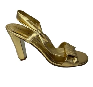 DIANE von FURSTENBERG ITALY🇮🇹MADE Gold Designer Metallic Slingback Heels 7M - Picture 1 of 14