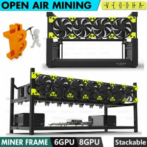 Veddha T2 6/8 GPU Open Air Mining Rig Case Computer Miner Frame Stackable - Picture 1 of 31
